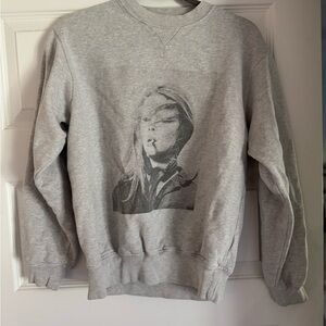 Anine Bing Gray Graphic Crewneck Sweater